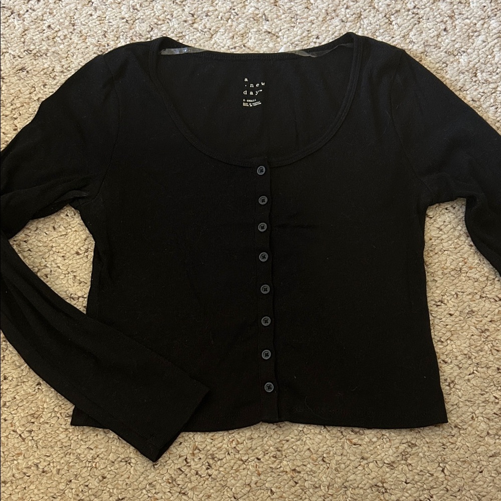 a new day Black Button-Up Long Sleeve Blouse